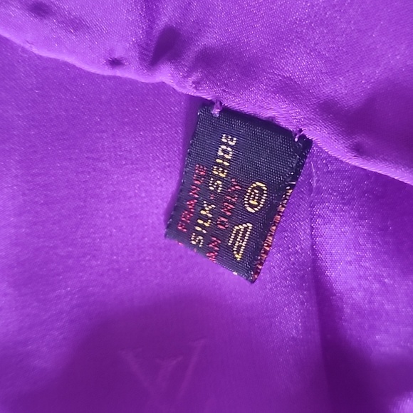 Louis Vuitton Purple Silk LV Monogram Large Scarf Shawl - Picture 7 of 7